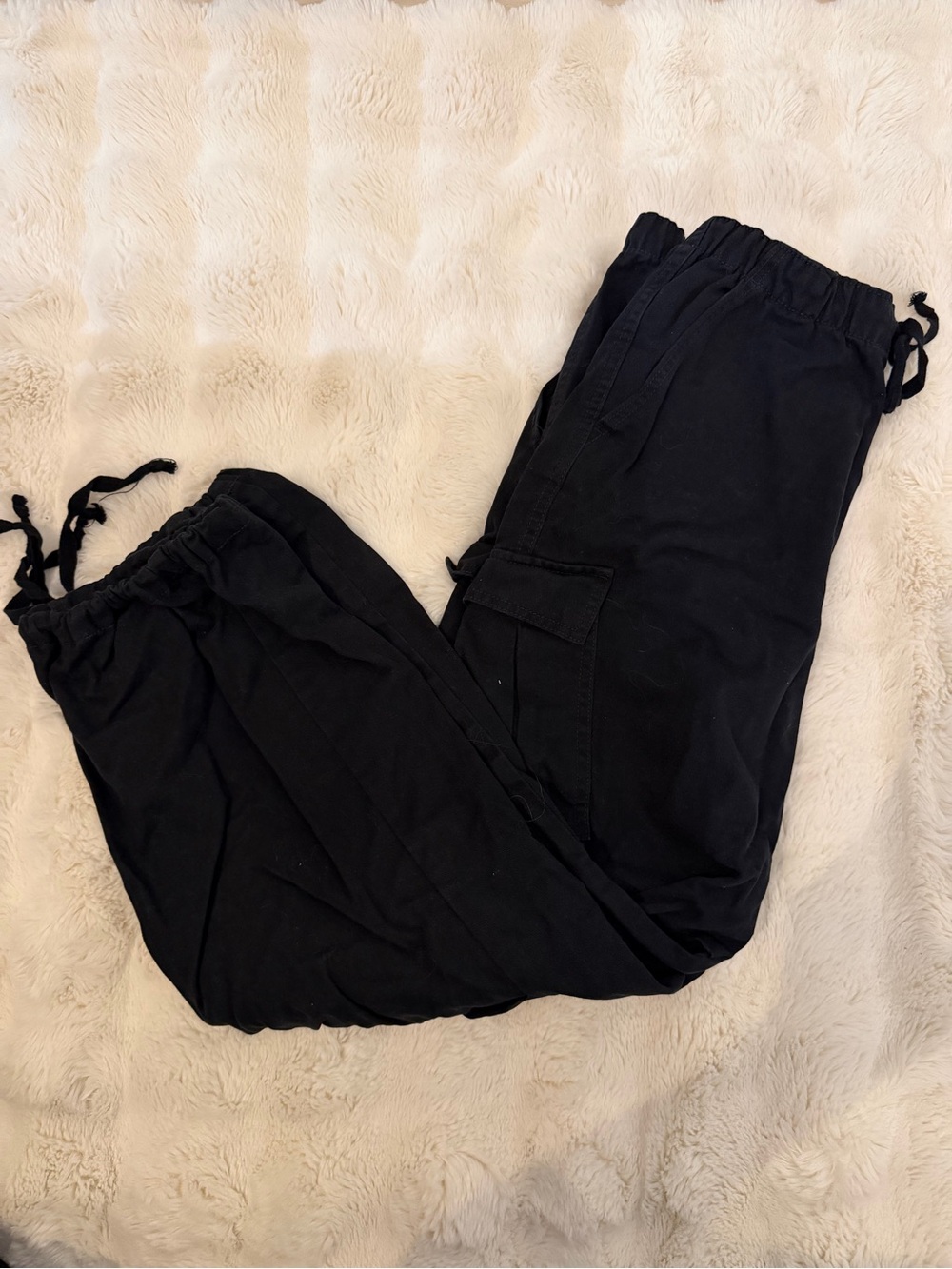 Women’s Black Drawstring Cargo Pants - Casual Comfort